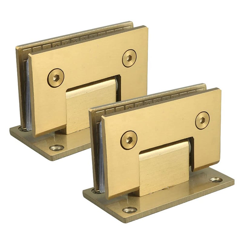 WANLIAN 2pcs Heavy Duty 90 Degree Glass Door Cupboard Showcase Cabinet Clamp Glass Shower Doors Hinge Replacement Part Wall-to-Glass Stainless Steel Brushed Nickel Gold (90 Degree) - Image 1